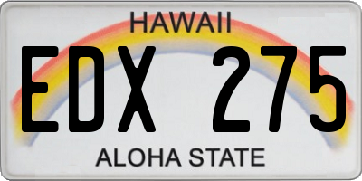 HI license plate EDX275