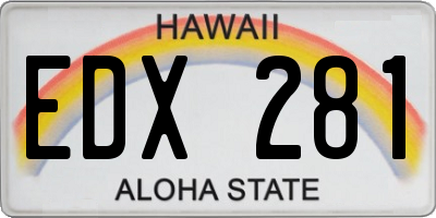 HI license plate EDX281
