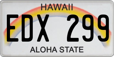 HI license plate EDX299