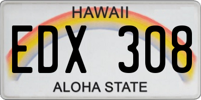HI license plate EDX308