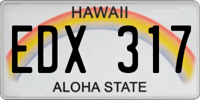 HI license plate EDX317