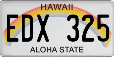 HI license plate EDX325