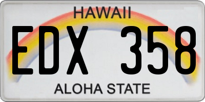 HI license plate EDX358