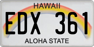 HI license plate EDX361