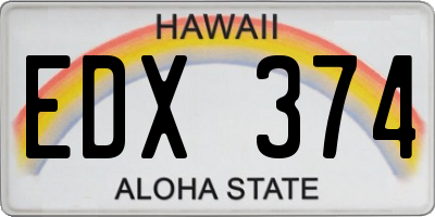 HI license plate EDX374