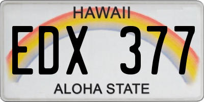 HI license plate EDX377