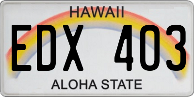 HI license plate EDX403