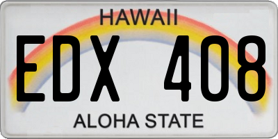 HI license plate EDX408