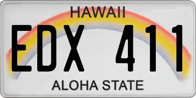HI license plate EDX411