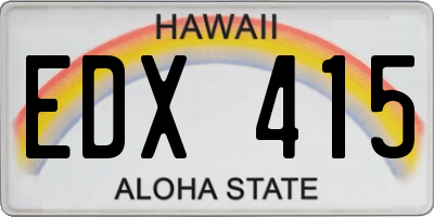 HI license plate EDX415