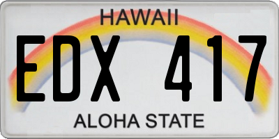 HI license plate EDX417