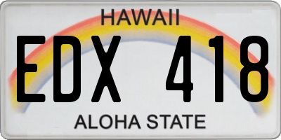 HI license plate EDX418