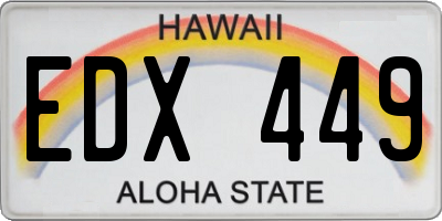 HI license plate EDX449