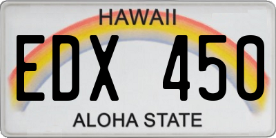 HI license plate EDX450