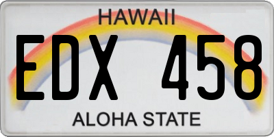 HI license plate EDX458