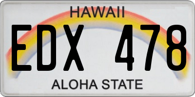 HI license plate EDX478