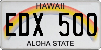 HI license plate EDX500
