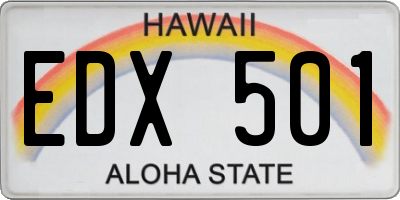 HI license plate EDX501