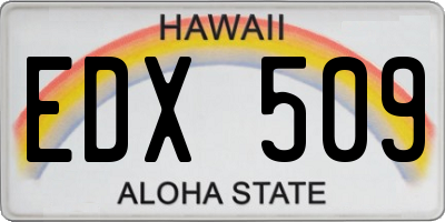 HI license plate EDX509