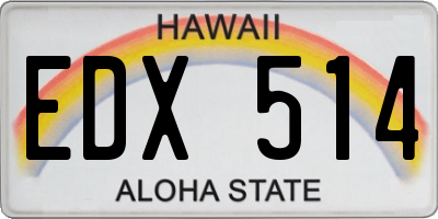 HI license plate EDX514