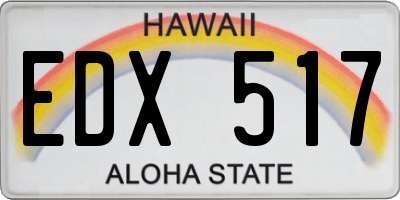 HI license plate EDX517
