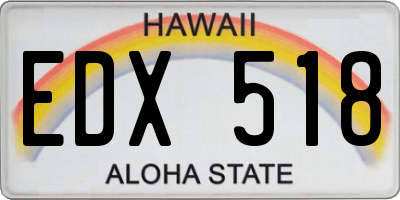 HI license plate EDX518