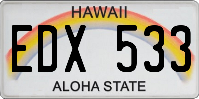 HI license plate EDX533