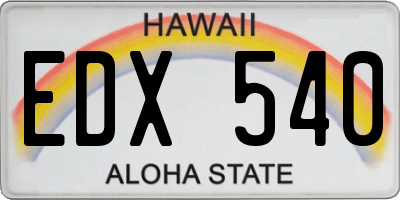 HI license plate EDX540