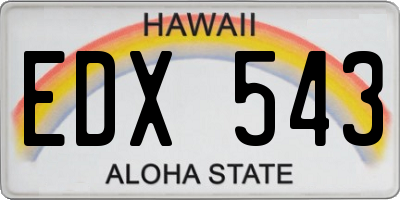 HI license plate EDX543