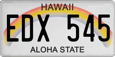 HI license plate EDX545