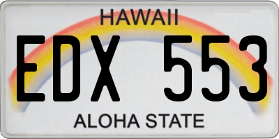 HI license plate EDX553