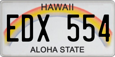 HI license plate EDX554
