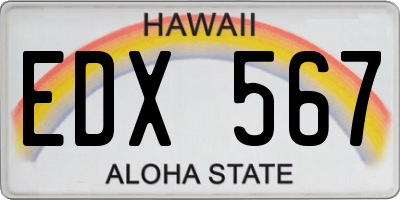 HI license plate EDX567