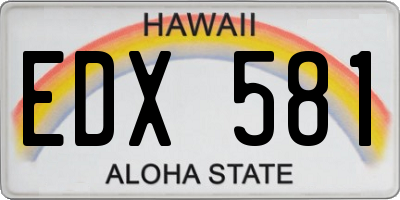HI license plate EDX581