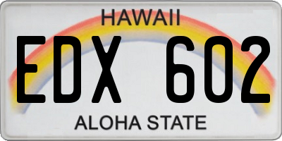 HI license plate EDX602