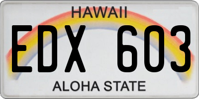 HI license plate EDX603