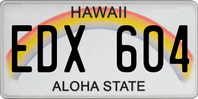HI license plate EDX604