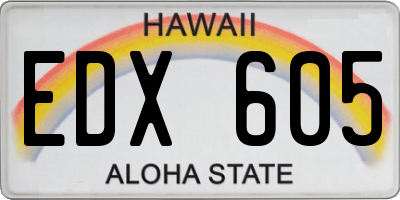 HI license plate EDX605