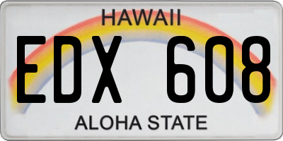 HI license plate EDX608