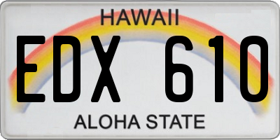 HI license plate EDX610