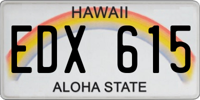 HI license plate EDX615