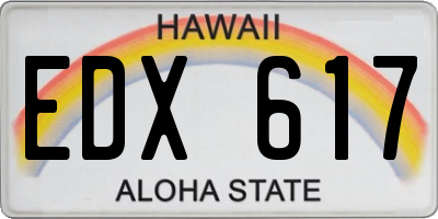 HI license plate EDX617