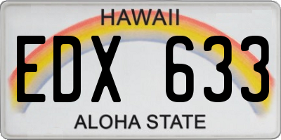 HI license plate EDX633