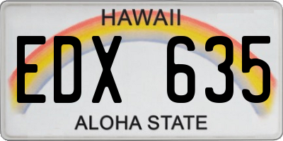 HI license plate EDX635
