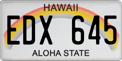 HI license plate EDX645