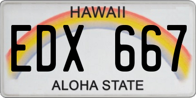 HI license plate EDX667