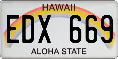 HI license plate EDX669