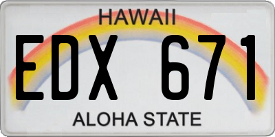 HI license plate EDX671