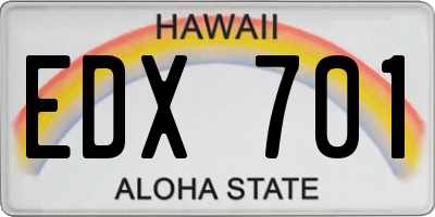 HI license plate EDX701