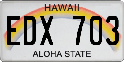 HI license plate EDX703